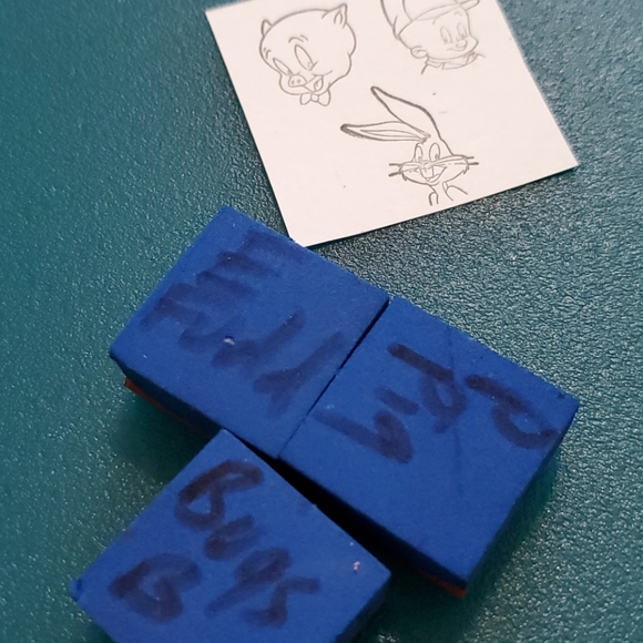 Lot of 3 Warner Bros. Cartoons Porky Pig Elmer Fudd Bugs Bunny rubber stamps - Picture 4 of 5